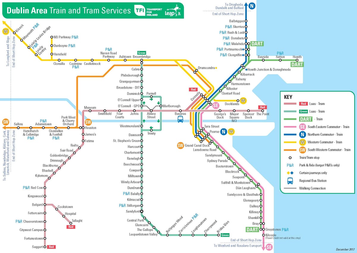mapa de las estaciones DART Dublín