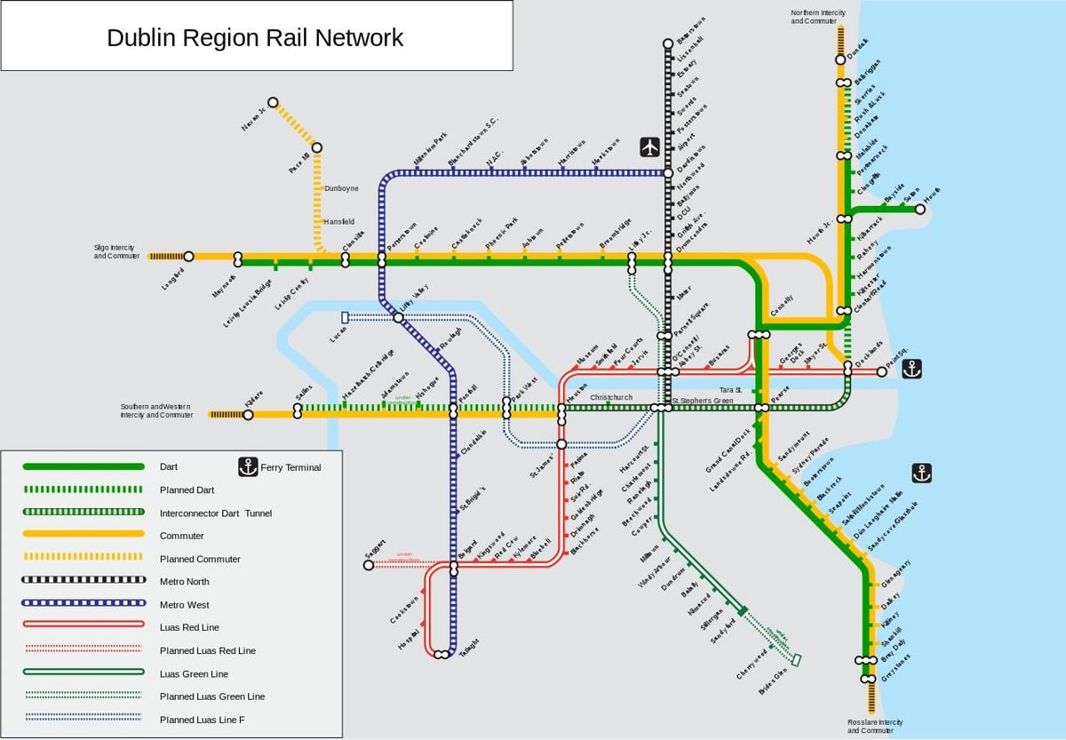 Dublín estaciones de ferrocarril mapa