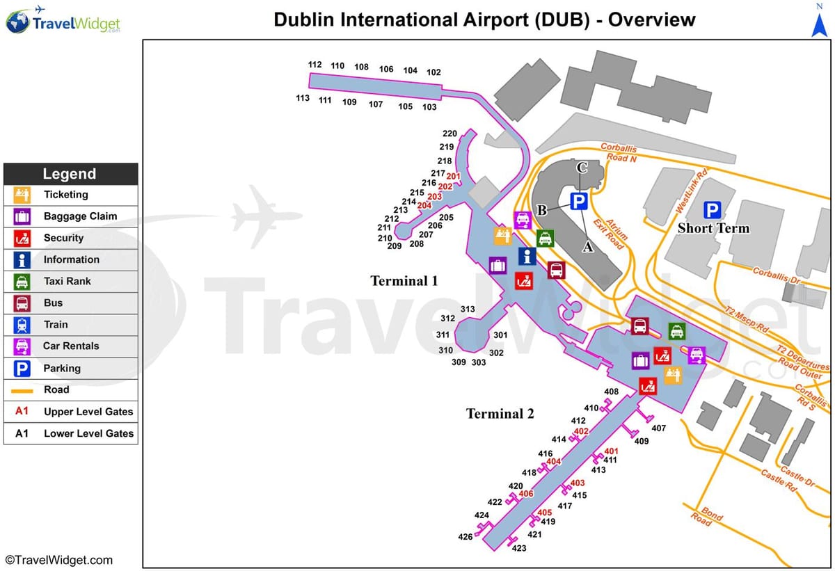 El aeropuerto de dublín aparcamiento mapa