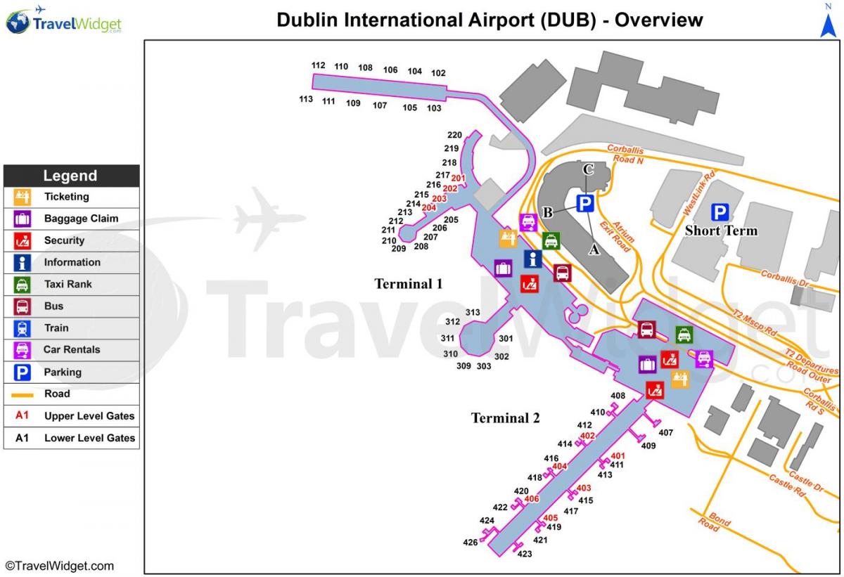 El aeropuerto de dublín aparcamiento mapa