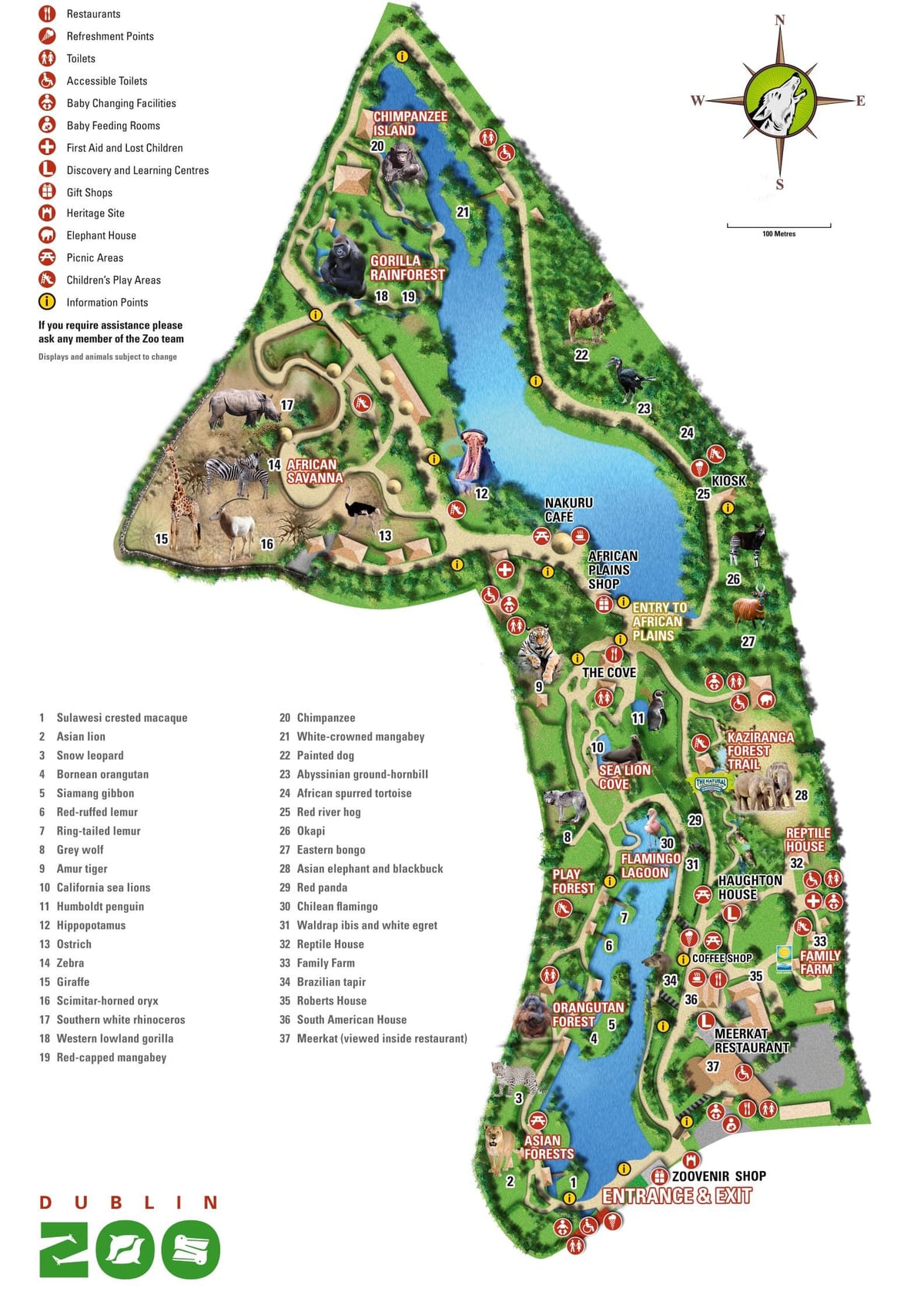 mapa del zoo de Dublín