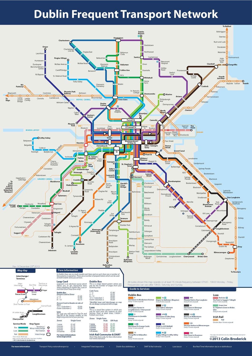 mapa de autobuses de Dublín