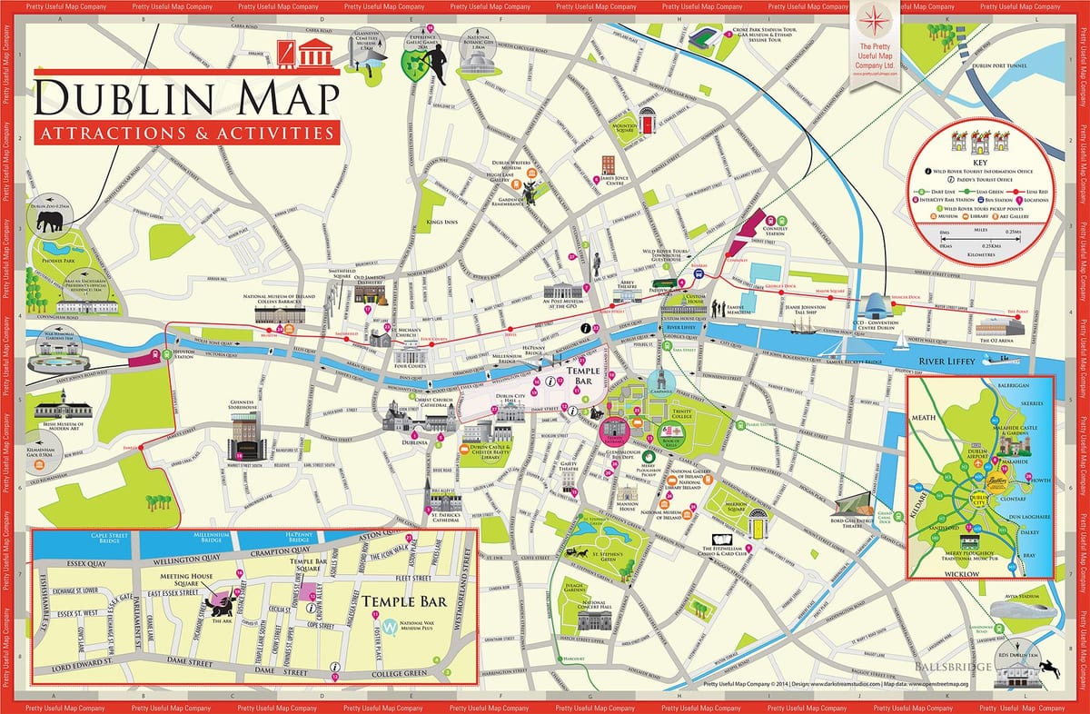 Mapa del centro de la ciudad de dublín