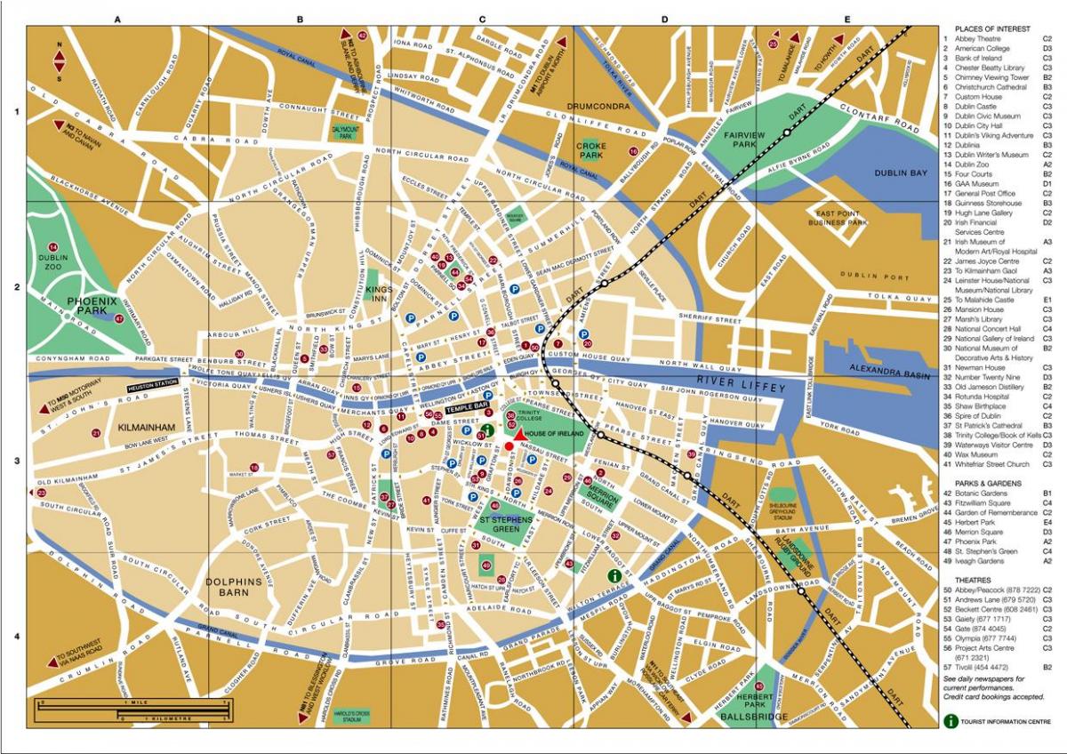 mapa de la ciudad de Dublín centro
