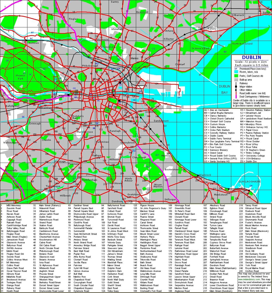 mapa de calle de Dublín