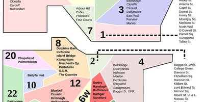 Dublín mapa de los distritos