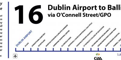 Bus de 16 mapa de Dublín
